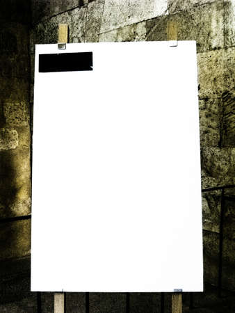 Blank billboard with space to title, wall on backgroundの写真素材