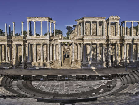 Roman Theater ruins in Merida, capital of Extremadura region in Spain  の写真素材