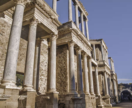 Roman Theater ruins in Merida, capital of Extremadura region in Spain  の写真素材