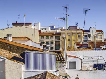 Merida, November 2012  View of houses and roofs with antennas のeditorial素材