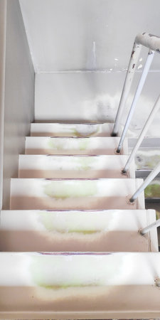 staircase in modern building, closeup photo with selective focusの写真素材