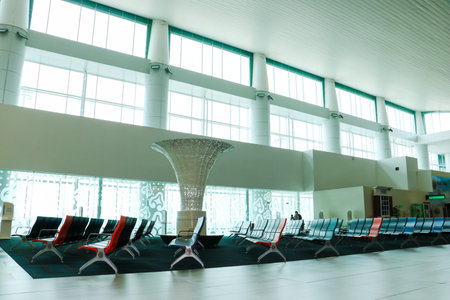 High ceilings and glass panels at Kertajati International Airport interior
