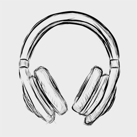 Headphones sketchのイラスト素材