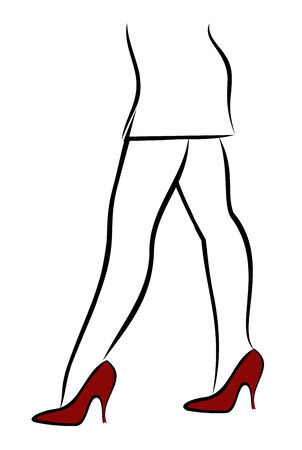 Woman in red shoesのイラスト素材