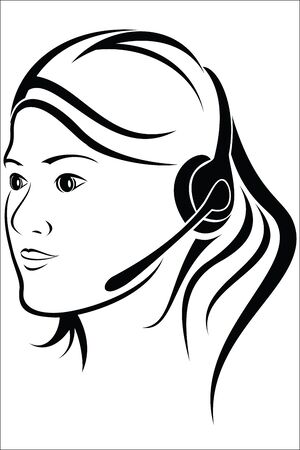 Woman with headset in callcenterのイラスト素材