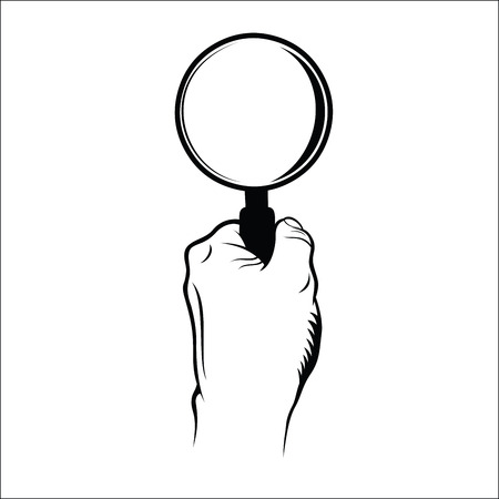 Hand holding Magnifying Glassのイラスト素材