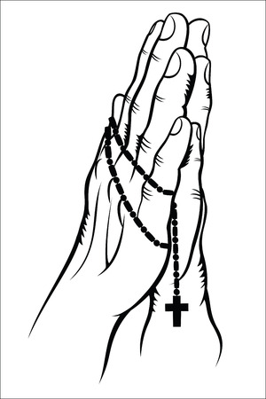 Praying with a Rosaryのイラスト素材