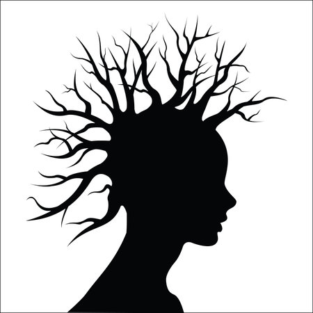 Head silouete with tree and hairのイラスト素材