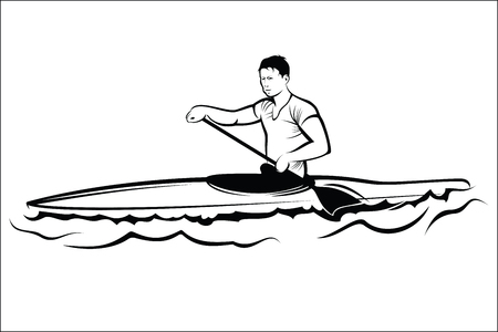 Man in a kayakのイラスト素材