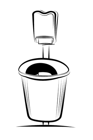 Trash can sketchのイラスト素材