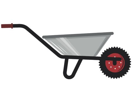 Construction wheelbarrow.Vector cartoon illustration isolated on white background.のイラスト素材