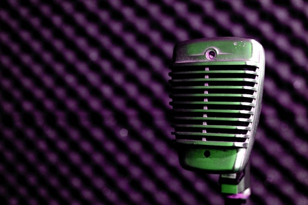 Vintage Microphone in Purple Lightの写真素材