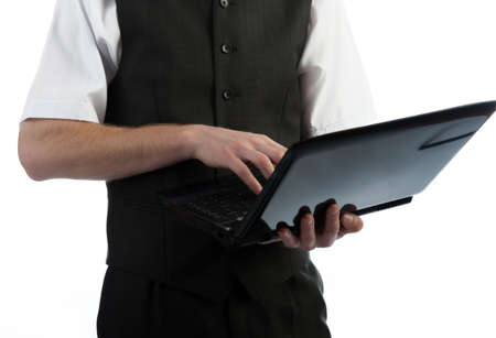 Picture of a man's hands working on computerの写真素材