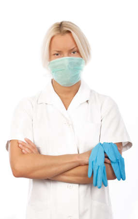Picture of attentive nurse in white uniformの写真素材