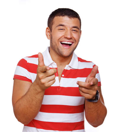 Portrait of smiling man posing in studioの写真素材