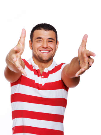 Portraito of smiling man posing in studioの写真素材