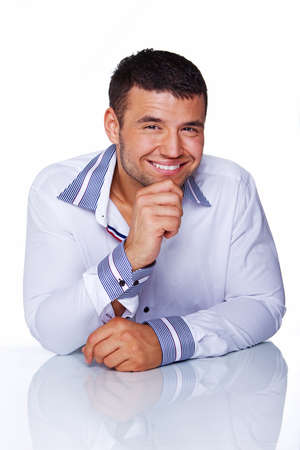 Portrait of smiling man posing in studioの写真素材