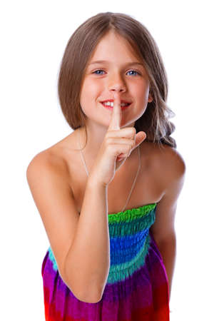 Portrait of smiling girl posing in studioの写真素材