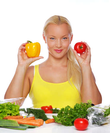 Portrait of sexy woman with vegetablesの写真素材