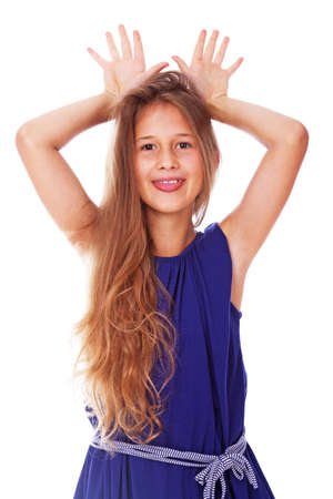 Portrait of little kid posing in studioの写真素材