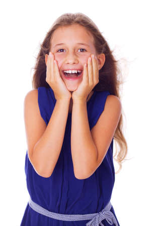 Portrait of happy kid posing in studioの写真素材