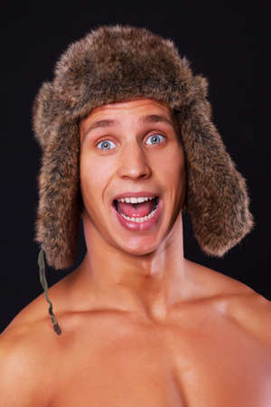A Russian young man is caught by surpriseの写真素材