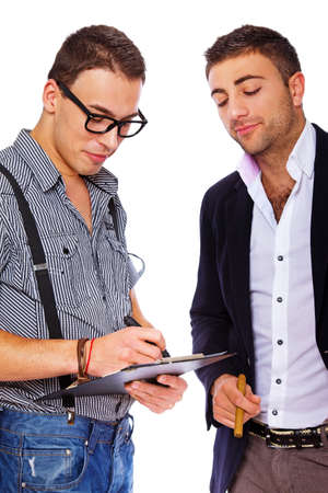 Photo of two men having a business discussionの写真素材