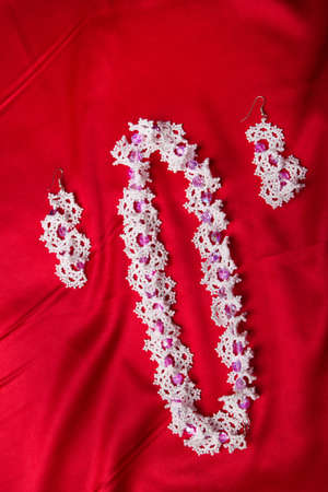 White with pink accessory kitの写真素材