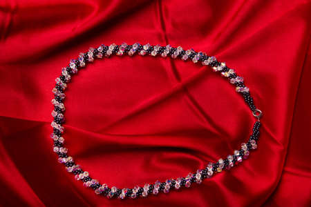 Black with shiny white beadの写真素材
