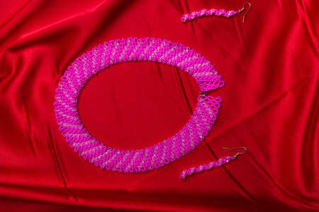 Beautiful woman's necklace and earringsの写真素材