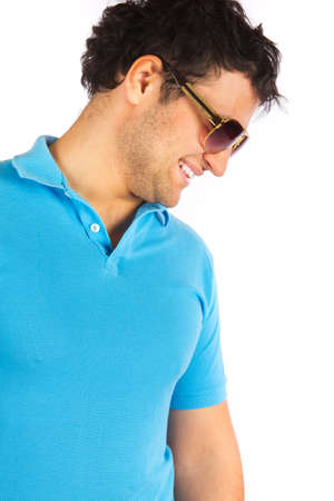 Portrait of stylished young man wearing sunglassesの写真素材