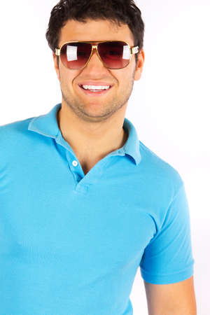 Portrait of stylished young man wearing sunglassesの写真素材