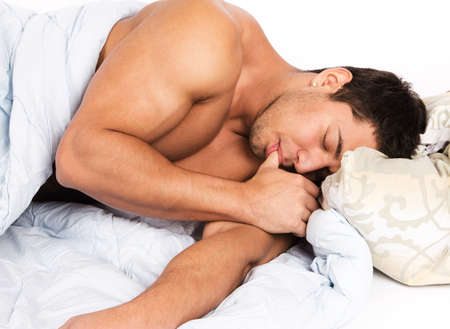 man like a baby when he sleepの写真素材