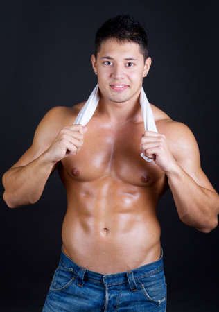 Man with beautiful naked bodyの写真素材