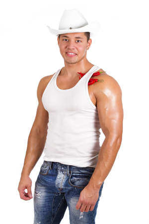 Guy in jeans and chiliの写真素材