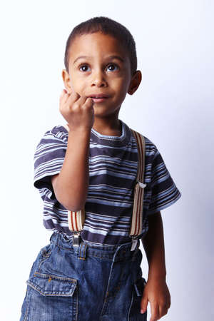 cute african american boy posing の写真素材