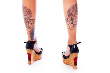 sexy legs with tattoos all over themの写真素材