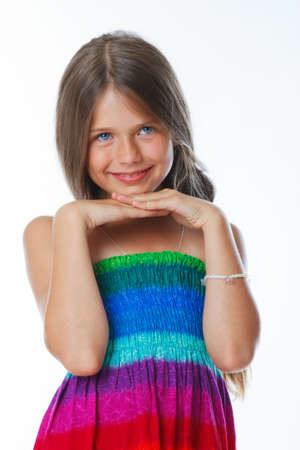 Portrait of little girl playing in studioの写真素材