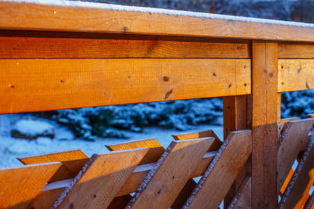 Stack of Brown wood wall texture background .の写真素材
