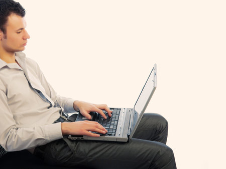 Man at work using computer