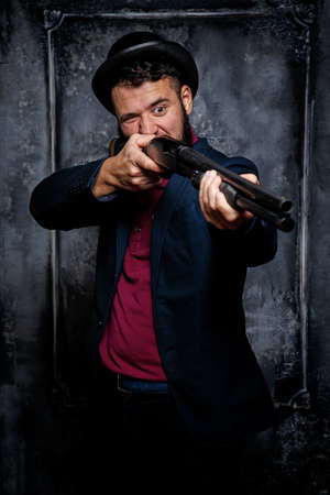 Gansgter, isolated on grey.Studio shotの写真素材