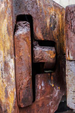 Rusty and colorful industrial parts of railway carriage.の写真素材
