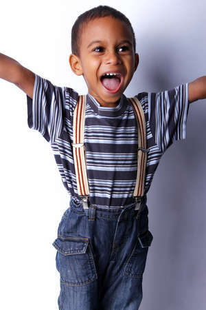 Happy black african child in studio.の写真素材