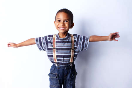 Happy black african child in studio.の写真素材
