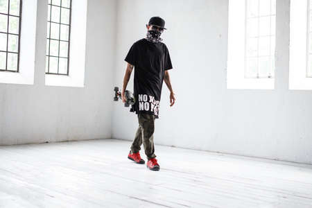 Skater in face mask.の写真素材