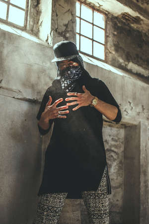 Bad male gangster in mask.の写真素材