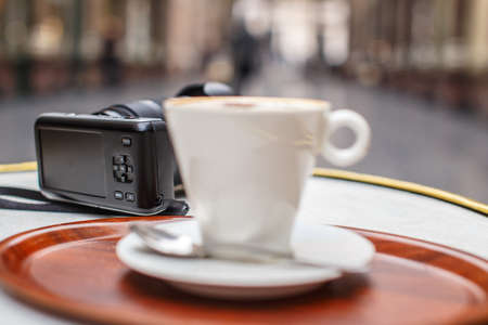 Cup of coffe on the table.