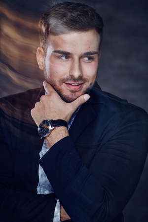 Positive man in a suit.の写真素材