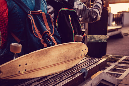 Close up image of long board.