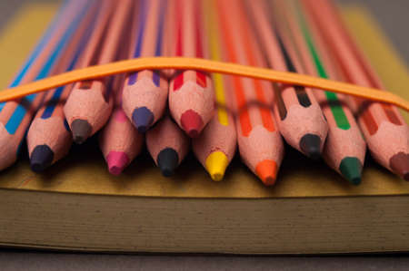 Collage of multicolor pencils.の写真素材